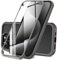 DOSNTO Double Sided Clear Case for iPhone 15 Pro (6.1''), Front and Back Full Body 360 Shockproof Drop Protection Phone Case Built-in Tempered Glass Screen Protector Rugged Phone Cover, Grey