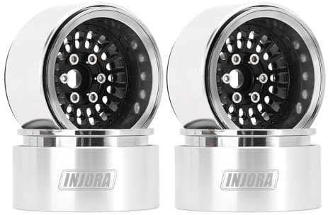 INJORA 1.9 Beadlock Felge Aluminium Offset -10mm Rad für 1/10 RC Crawler SCX10 Pro TRX4 VS4-10 Gen8,Schwarz