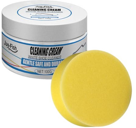 White Shoe Cleaning Cream, Multipurpose Cleaning Cream with Sponge Eraser Multifunctional Stain Removal Cream No Need To Wash White Shoe Cleaner for Canvas Trainers Sneaker Leather…