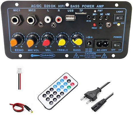 Yangyou Carte D'Amplificateur Bluetooth HiFi avec Amplificateur de Graves pour Haut-Parleurs de Caisson de Basse et Carte Mère D'Amplificateur Audio Karaoké, Facile à Installer (Prise EU).