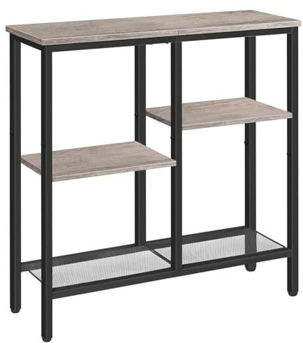 HOOBRO Schmaler Konsolentisch, 75 cm Beistelltisch, Flurtisch, Kleiner Ausstellungstisch, Sofatisch für kleinen Raum, für Eingang, Flur, Greige-Schwarz EBG79XG01