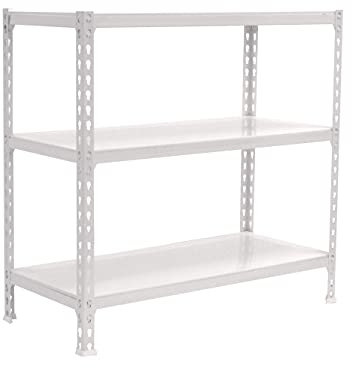 PROREGAL Schwerlastregal Baby Metal Shark | HxBxT 90x110x30cm | Fachlast 200kg | Weiß | Regal Standregal Werkstattregal Lagerregal Kellerregal