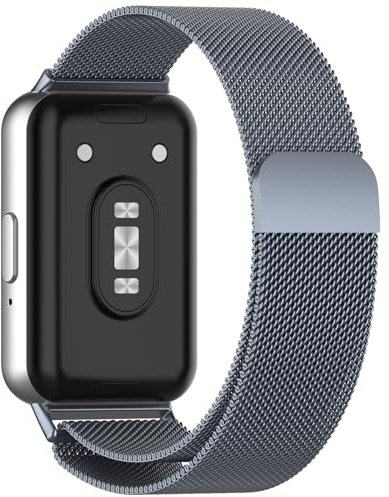 Niboow Strap Compatible with Samsung Galaxy Fit 3, Men Women Magnet Stainless Steel Mesh Metal Breathable Watch Bands for Samsung Galaxy Fit 3 - Grey