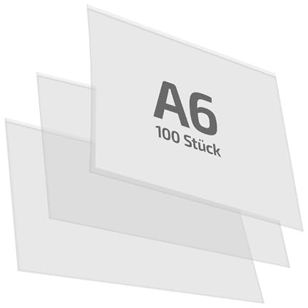 REIF Hamburg 100 Stück Taschenhülle selbstklebend DIN A6 quer, Vinyl-Weichfolie glasklar 0,140 mm, Selbstklebetaschen transparent, Made in Germany