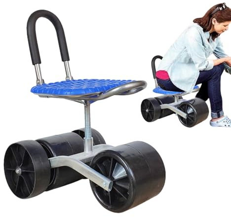 Wscwl Adjustable Rolling Garden Cart Outdoor Gardening Planting Station Trolley Swivel Gardener Work Seat Heavy Duty With Adjustable Height Swivel Gardening Trolley Planting Station Seat