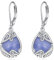 Blauer Achat Ohrringe für Damen 925 Sterling Silber Filigran Blauer Achat Tropfen Ohrringe Leverback Schmuck Geschenke