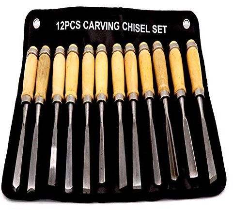 Professional Wood Carving Chisel Set,12 Piece Woodworking Tools Carrying Case,Great for Beginners Carving Chisels and Gouges