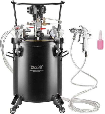 VEVOR Druckbehälter für Sprühfarbe, 30 L vollautomatischer Druckbehälter mit Rührfunktion, 70 psi Einstellbarer Druck, Druckbehälter-Farbbehälter mit Spritzpistole und Schläuchen, für Malerei