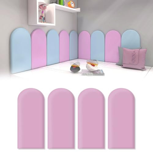AYYDS 3D Wandpaneele Polsterpaneel, Wandpolsterung Selbstklebend, PU Wasserdicht Wandpolster Kinderzimmer, Wandpaneel Gepolstert, Anti Kollisions Bettkopfteil (Lila, 20x40cm, 4pcs)