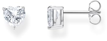 THOMAS SABO Ohrstecker mit weißem Stein in Herzform Recyceltes 925 Silber H2306-051-14