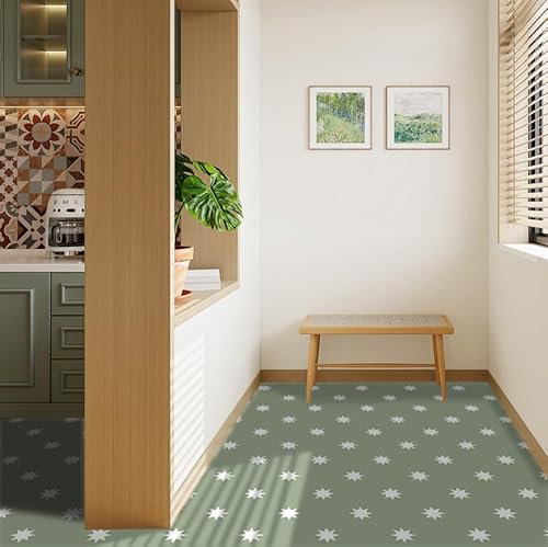 Alwayspon 10PcsX12inch/30cm Sage Green Waterproof Non-slip Floor Tiles Decal for Kitchen Bathroom Living Room, Vinyl Flooring Self-adhesive Peel and Stick Vinyl Sticker, T1286
