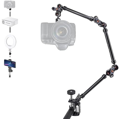 NEWFUN Magic Arm, Braccio Magico, Braccio Articolato, Treppiede da Tavolo Regolabile con Treppiede da Tavolo con Staffa a Braccio Articolato per Fotocamera con Adattatore a Vite da 1/4a 3/8