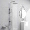 Columna de ducha termostática sistema de baño ducha de mano de 3 modos con estante de jabón para baño y bañera (set redondo grifo)