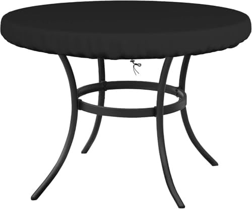 TopSoul Tischplatten Abdeckung Rund Schutzhülle für Tischplatte Gartentisch abdeckungen Abdeckhaube Tisch Wasserdicht Gartentisch Abdeckung Runder Gartentischhülle Abdeckplane Gartentisch 170x10cm
