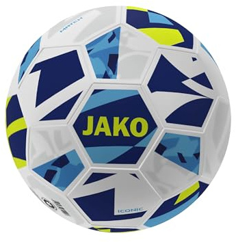 JAKO Spielball Iconic, weiß/Navy/Neongelb, 5