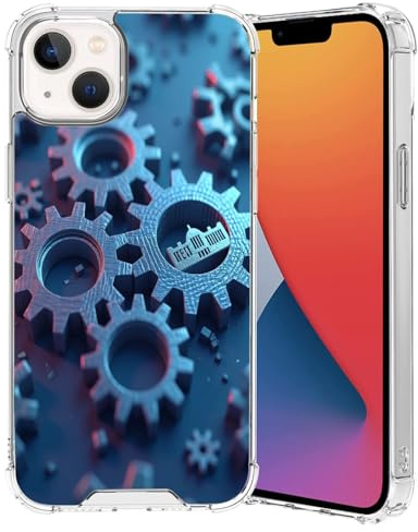 ZHONGWEI Clear Phone Case Compatible with iPhone 16 15 14 12 13 11 7 8 6s 6 Pro Max Plus mini XR X XS Max SE with Gear-CH3 Pattern,Four Corners Protection