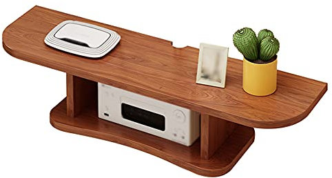 LFONDIGE Mensola Porta TV a Parete, Mobile Porta TV sospeso in Materiale ad Alta densità con Foro passacavi, per Lettore Dvd Blu-Ray, decoder satellitare, Colore Teak, 60 cm