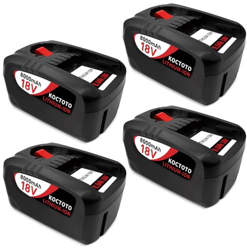 8.0Ah Ersatzakku für Bosch Akku 18V PBA PSB PSR Kompatibel mit Green Werkzeugen Haus und Garden 18 Volt System (4pcs 8.0Ah)