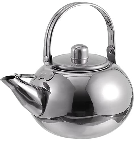 GLEAVI Wasserkessel mit Filternetz Induktion mit Sieb für losen Blatttee Pfeifenkessel für den Herdkessel wasserkocher Teekessel tragbare Rostfreier Stahl Silver