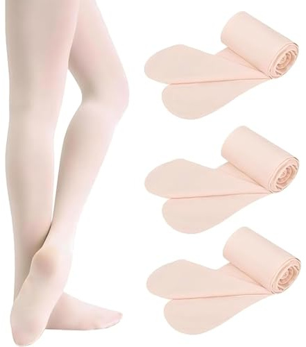 AYNKH 3 Paires de Collants de Danse Extensibles et Doux, Rose Pâle, Collants de Danse Convertibles pour les Filles, les Étudiants et la Formation à la Danse