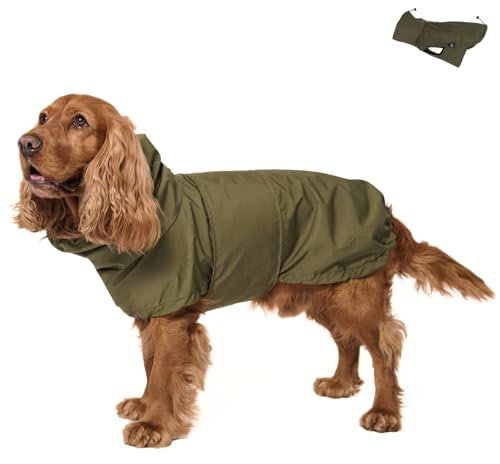 PAW WOW Oskar Hunderegenmantel | Wasserdicht mit Bauchschutz & Geschirröffnung | Reflektierende Hunde-Regenjacke für kleine & große Hunde (S)