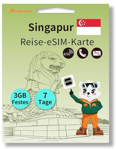 Singapur-Touristen-eSIM, 3 GB festes Highspeed-5G/4G-Datenvolumen, 7 Tage gültig, sofortige Aktivierung, Keine SIM-Karte erforderlich