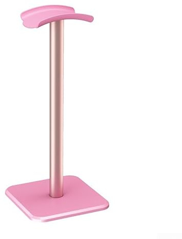 Soporte de base pesada para auriculares con patas de goma, aluminio y pantalla de auriculares para auriculares con cable e inalámbricos, mantiene el espacio de trabajo limpio (rosa)