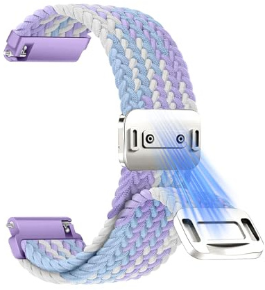 CiimWaa Armband 22mm 20mm Elastisch Armbänder mit Magnetisch Verschluss | Ersatzarmband Sport Weiches Nylon Schnellverschluss Smartwatches Uhrenarmband für Damen Herren [22mm Lila]