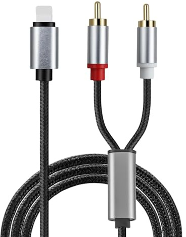 Ucfalfo RCA Audio Aux Cable 1m, 2-Male RCA to IOS Adapter, Stereo Y Splitter Adapter Compatible with iPhone iPad iPod Touch for Home Theater Car Stereo Amplifier Speaker DJ Controller