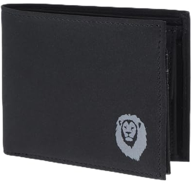 Oxmox Geldbörse Herren/Portemonnaie Damen | Wallet mit RFID Schutz | New Cryptan (Vegan) | 5 Kreditkartenfächer | Querscheinbörse Querformat | schwarz | Freedom Lion Print Grey