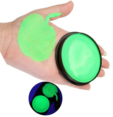 ZJchao UV Blacklight Neon Fluorescent Body and Face Paint, Water Based Makeup, Safe, Easy Clean for Kids and Adults, Halloween and Cosplay Costume Pigment (Green)