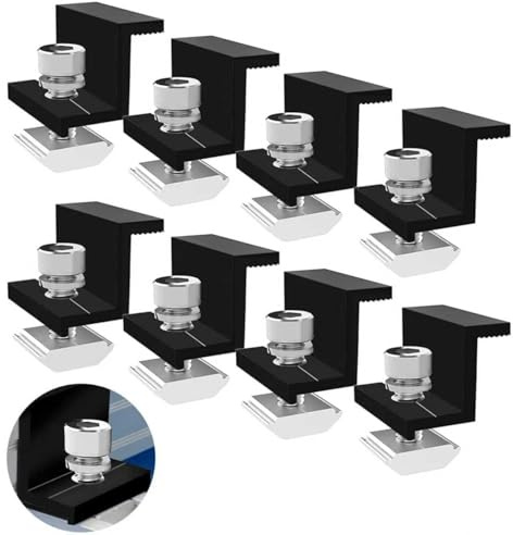 8 Stück Solarmodul Klemmen, 40mm Aluminium PV Modul Endklemmen, Z-Halter Befestigung Solarmodulhalter für Solar Panel, Solarbefestigungen für Dächer Wände Boote Wohnmobile