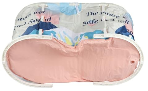 HELEVIA Bañera Portátil, Bañera Plegable de Gran Capacidad para Adultos y Niños con Materiales de Lona de Algodón de Metal de Primera Calidad, de Baño para Piscina de Spa para