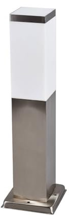 Lindby Außenleuchte Lorian (spritzwassergeschützt (Modern) in Alu aus Edelstahl (1 flammig, E27) - Wegeleuchte Pollerleuchte Wegelampe Sockelleuchte