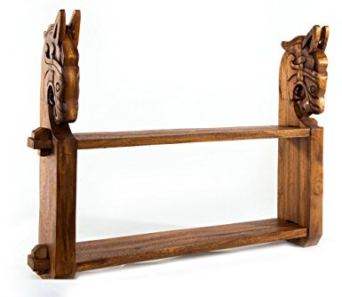 Windalf Wikinger Regal GOKSTAD 67 cm Drachen Wandregal Handarbeit aus Holz