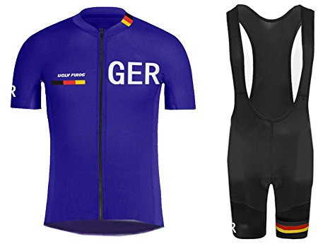 UGLY FROG Uglyfrog Designs National Flag GER Männer Radfahren Kleidung Set Kurze Hülse Trikots+Trägerhosen Anzüge Sportbekleidung