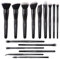 Zoreya Lot de 15 pinceaux de maquillage Kabuki de qualité supérieure avec poils synthétiques doux et sans cruauté envers les animaux, blush, estompage du visage et des ombres à paupières