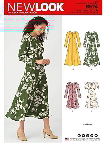 New Look UN6574ANew Look Pattern 6574 Misses' DressesA (6-8-10-12-14-16-18), Paper, White