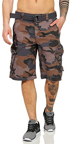 Jet Lag Herren Cargo Shorts Take Off 3 (19) Knielang mit Gürtel Cement Camouflage W33