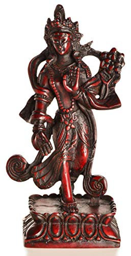 BUDDHAFIGUREN Buddha-Statue Weiße Tara Rostrot aus Resin (Gießharz) 16 cm
