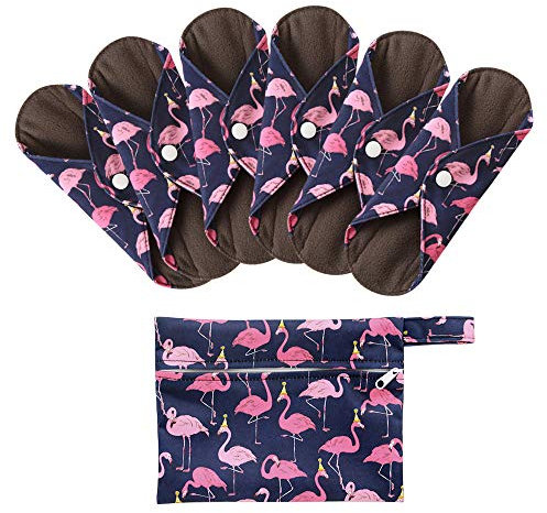 7 Stück/Set Waschbare/Wiederverwendbare Slipeinlagen mit Holzkohle Absorbency Menstruation-Pads Waschbare Stoffbinden, Wiederverwendbare Binden