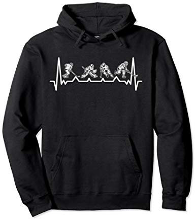 Herzschlag Eishockey Eishockeyspieler Heartbeat EKG Linie Pullover Hoodie