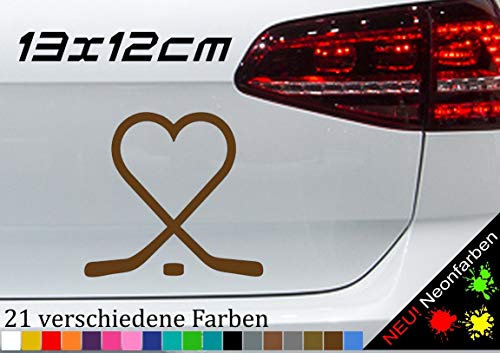 Hockey Herz Aufkleber Liebe mit Puck Eishockey Sticker ice NHL DEL Herz 13x12cm in 21 Farben