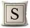 BAGEYOU Leinen Kissenbezug mit Black Letter Monogramm S und Streifen Englisch Alphabet Initial Decorative Square Kissenschutz für Sofa Couch 45 x 45 cm, doppelseitiger Druck