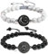 COAI Geschenkideen Yin und Yang Armbänder aus Obsidian und Howlith mit Sonne und Mond Charm für Pärchen