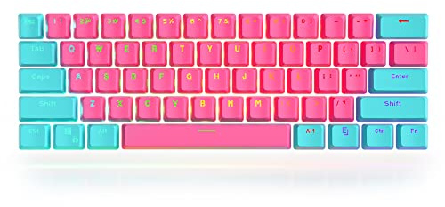 Guffercty kred 61 Keycaps 60 Percent Miami Keycaps Set PBT Keycap Backlit OEM Profile with Key Puller for Cherry MX Switches Mechanical Gaming Keyboard (Miami)