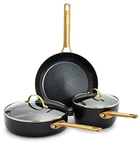 GreenPan CC003799-001 Reserve Healthy, Ceramic/PFAS Free Nonstick/Aluminum/Stainless Steel, Black