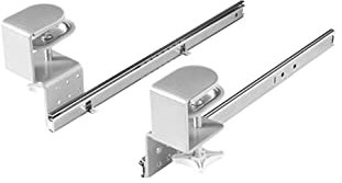 FIX&EASY Tastaturauszug klemmbar für Tastaturablage mit Verriegelung, Tischklemmen höhenverstellbar silber, Schienen verzinkt 400mm mit Einrastfunktion, Auszug für Tastatur Maus Keyboard Laptop Ablage