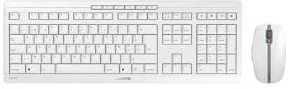 CHERRY STREAM DESKTOP RECHARGE, Wireless Desktop Set, Belgian Layout (AZERTY), 2.4 GHz RF, Quiet Keystrokes, Rechargeable, White-Grey