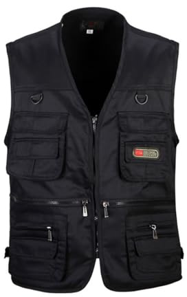 HZQIFEI Uomo Gilet da Pesca Multitasche Giubbino da Lavoro Smanicato Traspirante Outdoor Vest JRC Safari Giacche Gilet (Nero, 3XL)